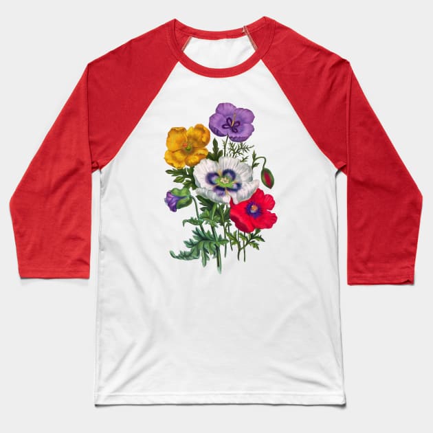 Colorful poppies Baseball T-Shirt by CatyArte